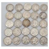 (25) 1946-1964 Roosevelt 90% Silver Dimes