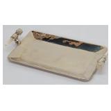 Hammered Alpaca Silver Antler Handle Tray