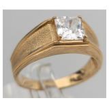 10K Gold & CZ Princess Cut Solitaire Ring