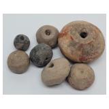 (7) Ancient Pre-Columbian Spindle Whorl Beads