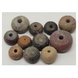 (11) Ancient Pre-Columbian Spindle Whorl Beads
