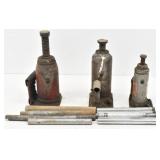 (3) Hydraulic Bottle Jacks and Handles