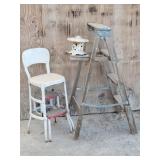 Cast Iron Pagoda Garden Lantern, Wood Step ...