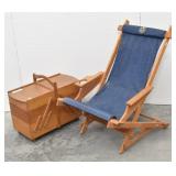 Wooden-framed Fabric Folding Chair + MCM Wooden