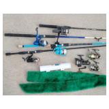 (4) Fishing Rods, 7 Reels, Rod Holder & Sock ...