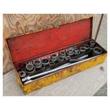Assorted Sockets, Ratchets, Extenders, Tool Box