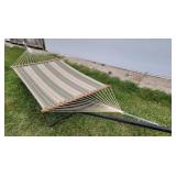 Green & Brown Stripe Hammock w / Metal Frame