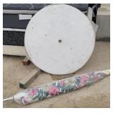 Round Plastic Patio Table w/ Umbrella
