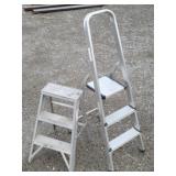 Two Aluminum Folding 3 Step Ladders