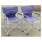 (2) Blue Folding Lawn Chairs
