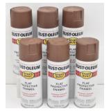 (6) Cans Rust-Oleum Brown Flat Enamel Paint