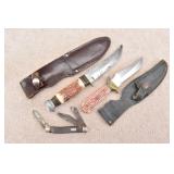 Buffalo Skinner Fixed Blade Knife w/ Leather ...