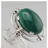 Sterling & Malachite Ring Size 3.5 - 7.050 g