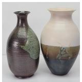 (2) Handmade Pottery Vases by Elly Young, Local