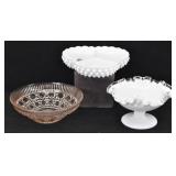 Fenton Hobnail Milk Glass Divided Dish,  Silver...