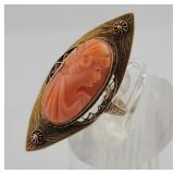 10K Gold Cameo Ring Size 3.5 - 3.911 g