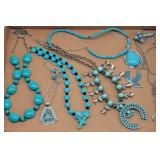 (6) Faux Turquoise Western Jewelry Necklaces