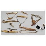 (11pc) Tie Clasps & Cuff Links: Anson, Swank, More