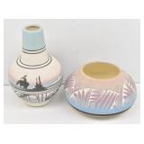 (2) Native American Navajo Pottery Vases