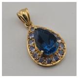 10K Gold & Sapphire Pendant 2.8gtw Signed RGE