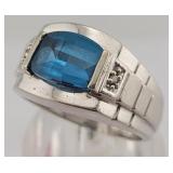 10K Gold, Diamond & Topaz Ring - Size 10