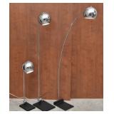 Set of 3 Mid-Century Style Modern Chrome Arc Lamps