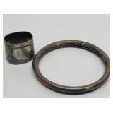 Sterling Bowl Ring 25g & Antique Napkin Ring