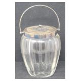 Silver Plated (EPNS) & Pressed Glass Biscuit Jar/