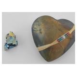 Raku Heart Rattle & Bismuth Crystal Cluster