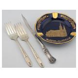 Florance Limoges Gilded Cobalt Blue Ashtray, & ...