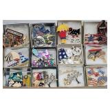 Collection of Brooches, Pins, Lapel Clips