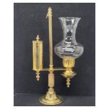 Vintage Brass Parlor Candle Lamp 19.5" Tall