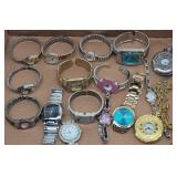 (13) Wrist Watches, 2-Watch Necklaces, 1-Watch