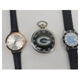 (3) Football Teams Wrist & Pocket Watches