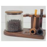 (2) Pipes & Tobacco Humidor Jar Pipe Caddy