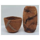(2) Artisan Woven Bowls Elly Young Fiber Artist