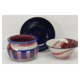 (3) Art Pottery Bowls Signed Croas 