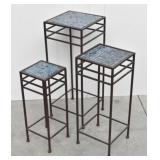 (3) Metal Square Nesting Planter Stands