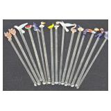 (15) Assorted Hand-blown Glass Swizzle Sticks/ ...