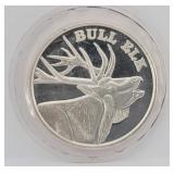 One Troy Oz Fine Silver BULL ELK Round