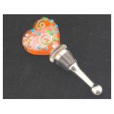 Heart Murano Art Glass Bottle Stopper