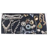 (21 pc) Rhinestone & Cameo Necklaces & Earrings
