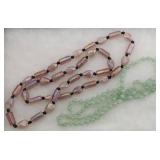 (2) Necklaces: Jade & Amethyst Glass