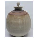 Handmade Pottery Vase w/lid signed ANDRE