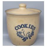 Pfaltzgraff 2 3/4 Qt Tan and Blue Cookie Jar #507