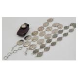 Navajo Silver Concho Belt + Western Leather ...