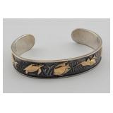 Kabana Sterling & 14K Marine Cuff Bracelet 30.086g