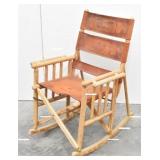 Costa Rican Tooled Leather Folding Rocking Chair