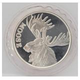 One Troy Oz Fine Silver MOOSE Round
