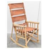 Costa Rican Tooled Leather Folding Rocking Chair